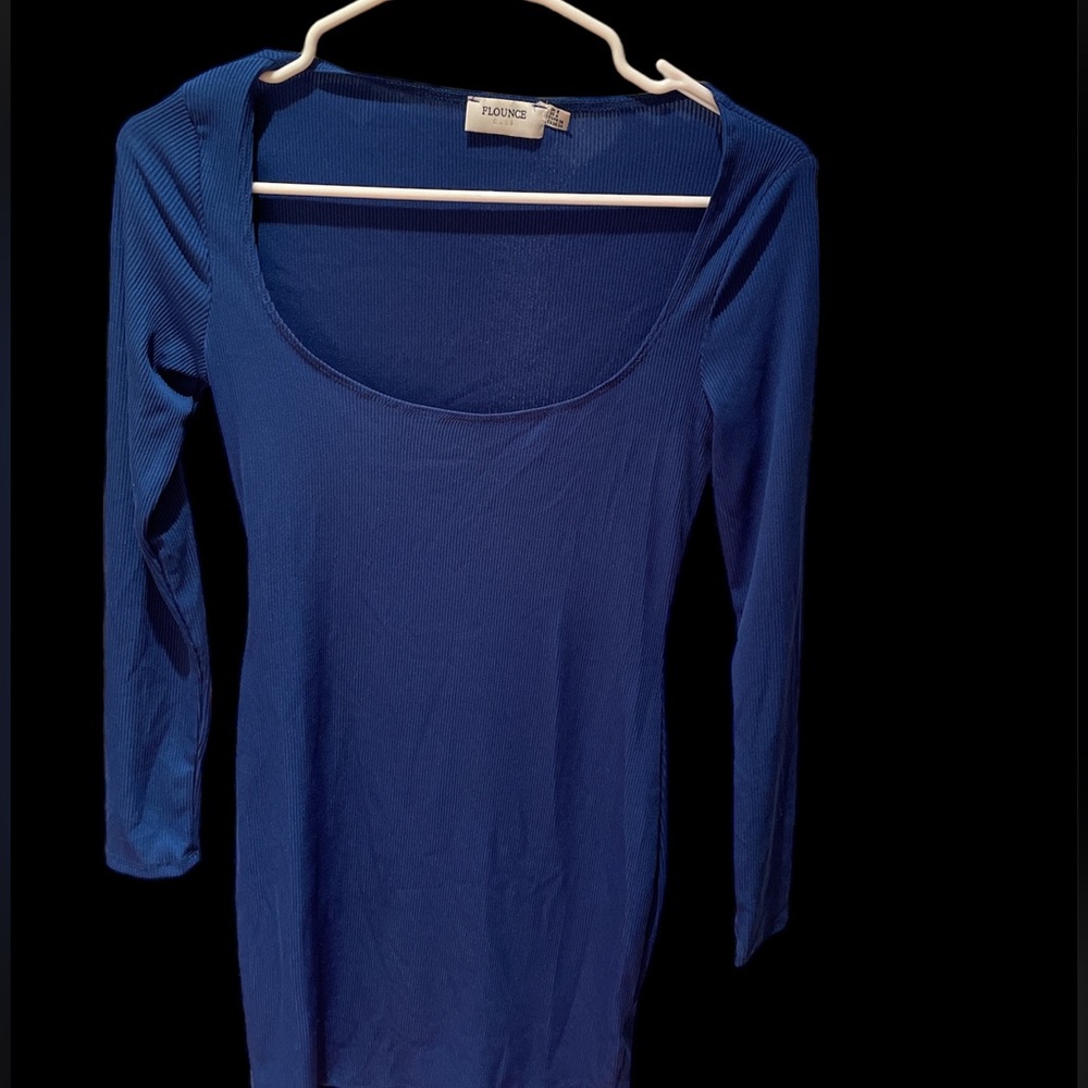 Boohoo "Flounce" Royal Blue Low Scoop mini dress